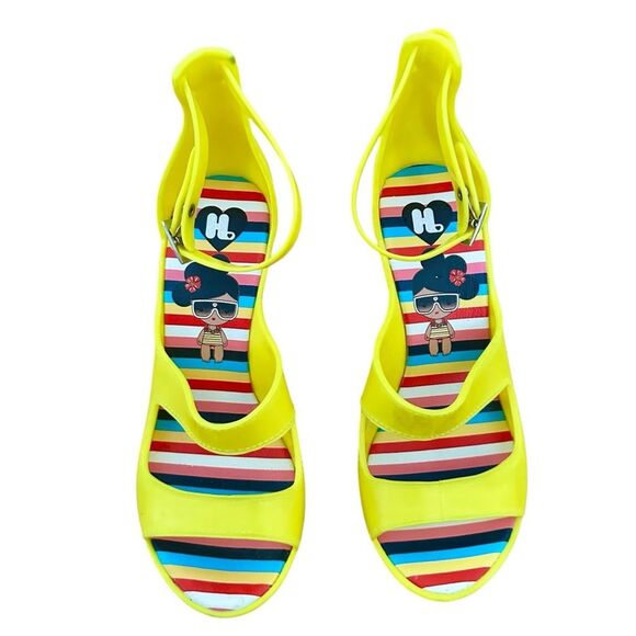 Gwen Stefani Harajuko Lovers Rare Neon Jelly Wedge Sandals Size 7 - Picture 6 of 10